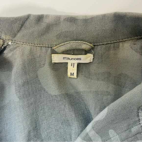 Maurices 100% Cotton Green Camo Cinched Waist Military Jacket Medium Women’s - Picture 10 of 12